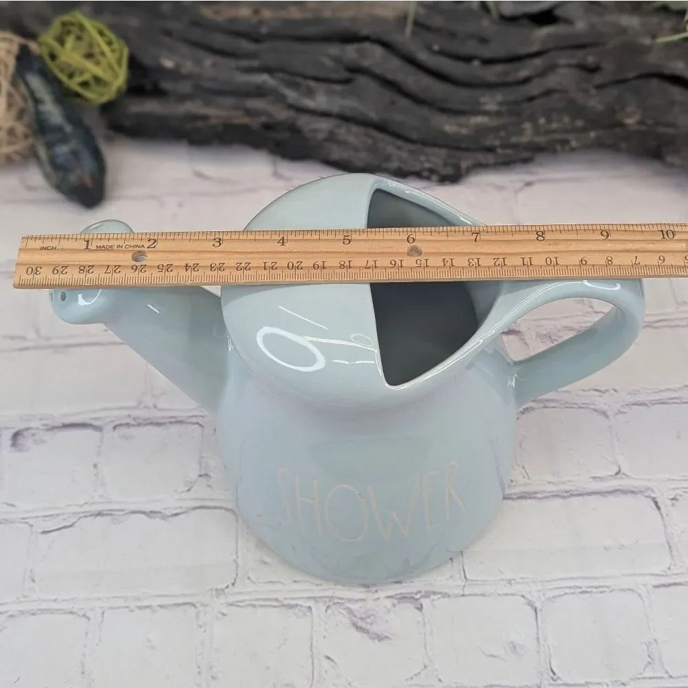 Rae Dunn SHOWER Baby Blue Ceramic Watering Pitcher Jug